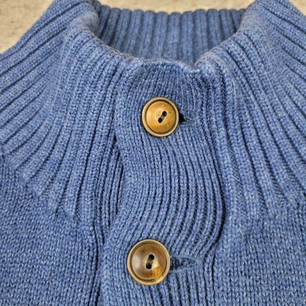 Polo Ralph Lauren Knit Pullover Sweater Men 2XL Blue 1/4 Button Mock Neck Preppy